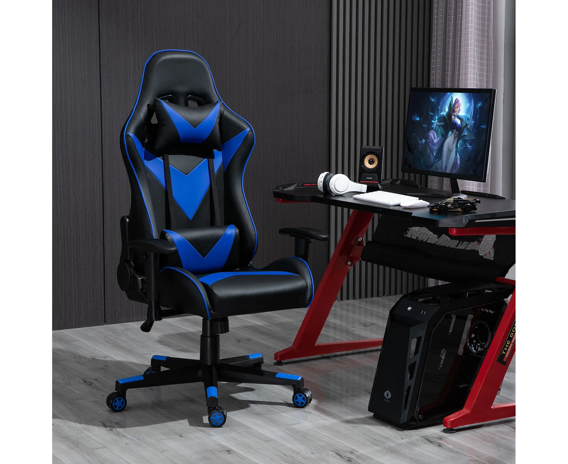 Gaming Office Chair Computer Use PU Executive Racing Recliner Backrest Armrest