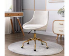 Beige Fabric Upholstered Office Chair Home Office Chair Gold Base