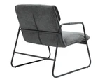 Dark Grey Linen Upholstered Armchair Lounge Chair with Sled Base