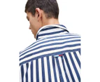 Tommy Hilfiger Men's Stripe Twill Long Sleeve Shirt - White/Black Iris