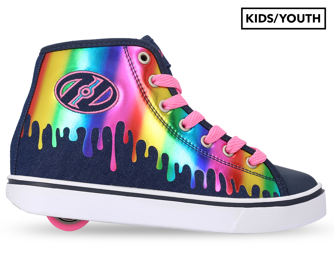 Heelys Girls Veloz High Top Skate Shoes Denim Rainbow Drip Catch .nz