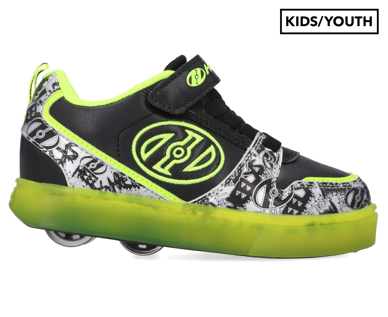 Heelys Boys' Boom X2 Lighted Skate Roller Shoes - Black/Yellow/Grey ...