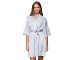 Relax At Home Women's Satin Short Wrap - Blue