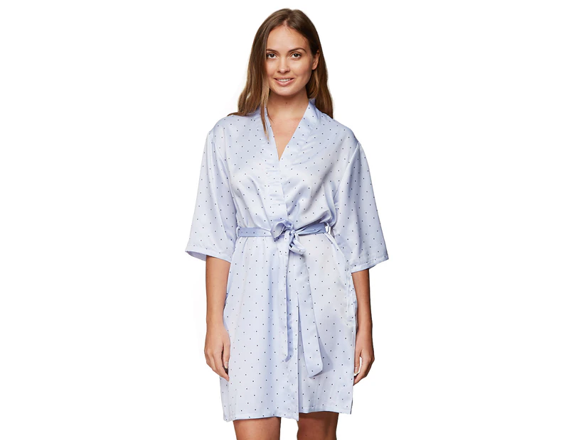 Relax At Home Women's Satin Short Wrap - Blue