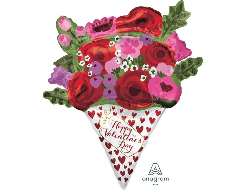 SuperShape Happy Valentine's Day Rose Bouquet Foil Balloon