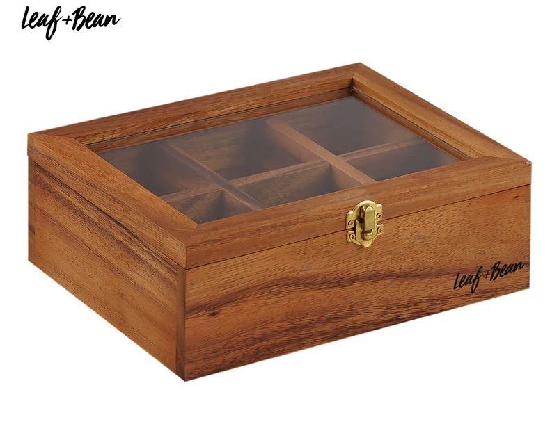 Leaf & Bean Acacia Wood Tea Box 6 Cube