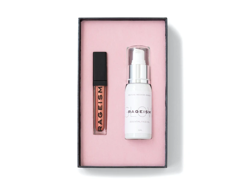 Rageism Beauty Gloss & Glow Gift Pack - Glow Face Oil, Lip Plumper Gloss