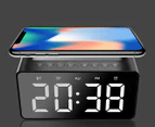 Three-in-One LED Alarm Clock Bluetooth Speaker with Wireless Charging-Black