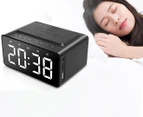 Three-in-One LED Alarm Clock Bluetooth Speaker with Wireless Charging-Black