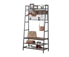 5-In-1 Hall Tree with Storage Bench & Hooks Brown 1