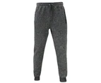 FIL Men's Cuffed Fleece Track Pants w Zip Pockets - Dark Grey Marle