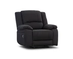 Casey 3 + 1 + 1 Seater Manual Recliner Sofa Lounge Couch Armchair Solid Wood Frame Fabric Upholstery Suite - Jet