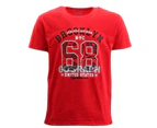 FIL Men's Casual Crew Neck T-shirt Top Short Sleeve Tee Print Brooklyn 68 - Red