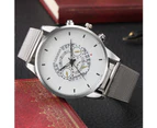 Utility Geneva Silver Stainless Steel Watch for Men Calendar Turntable Black Hands Watches