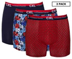 CXL By Christian Lacroix Men's Cotton Stretch Boxer Brief 3-Pack - Navy/Red/Floral Print