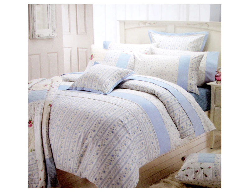 Belmondo Belmondo 225TC Ashby Rose Blue Quilt Cover Set KING