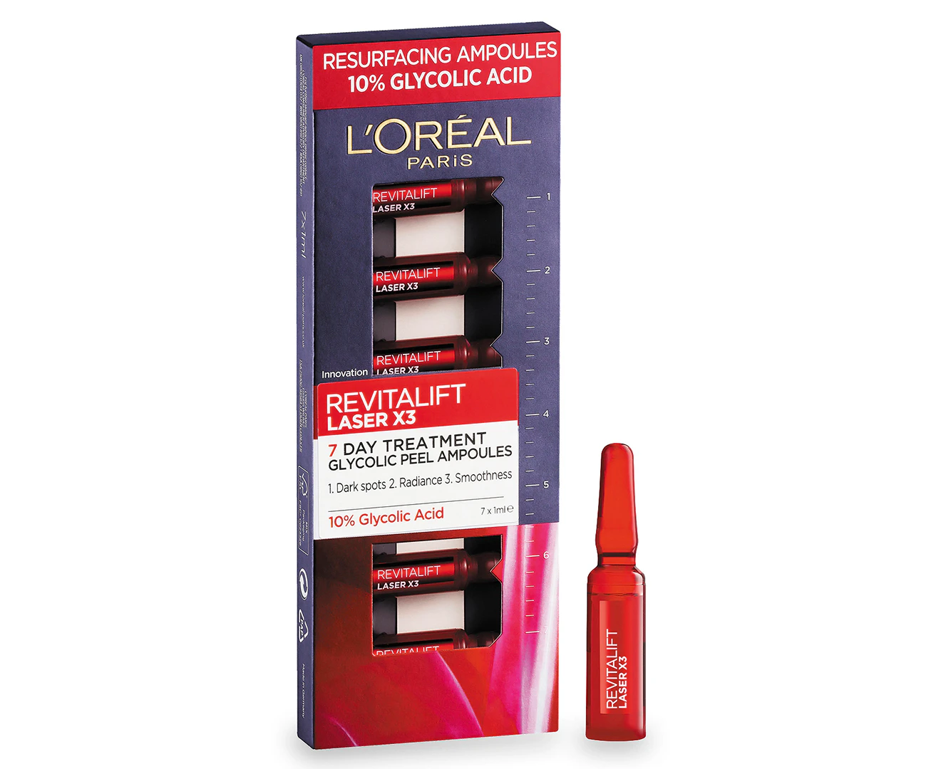 7pc Loreal Paris Revitalift Laser Renew Glycolic Ampoule Skincare/Rejuvination