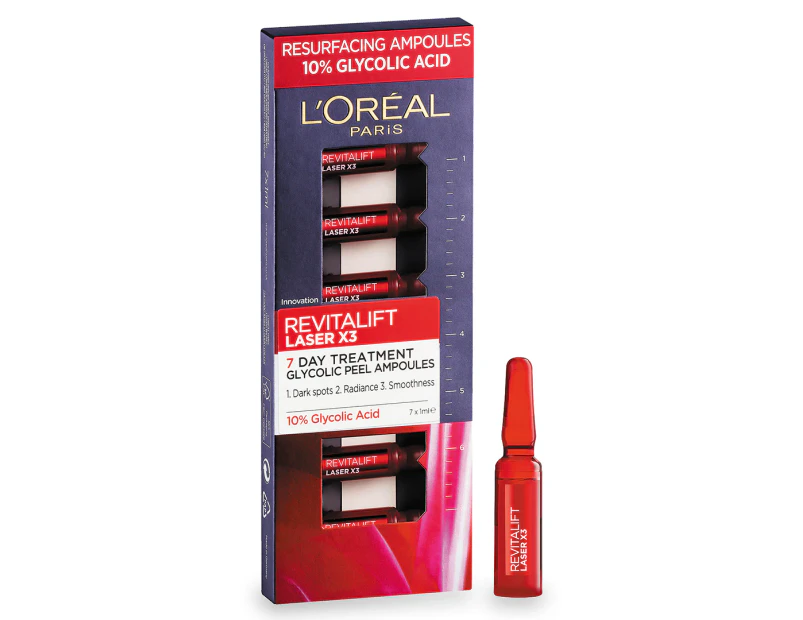 7pc Loreal Paris Revitalift Laser Renew Glycolic Ampoule Skincare/Rejuvination