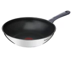 Tefal 28cm Daily Cook Induction Stainless Steel Wok w/ Lid - Black