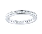 Sterling 925 Silver Eternity Ring - 3mm Channel Set - Silver