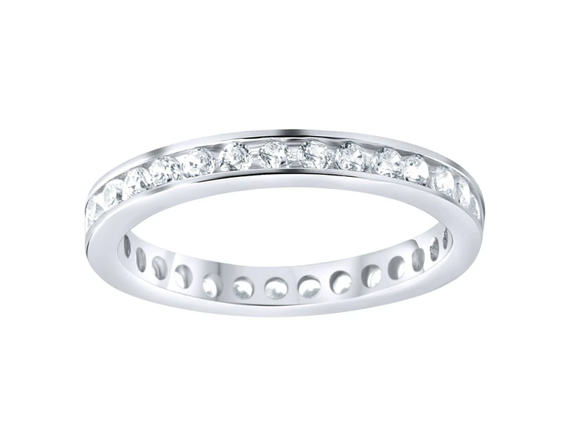Sterling 925 Silver Eternity Ring - 3mm Channel Set - Silver