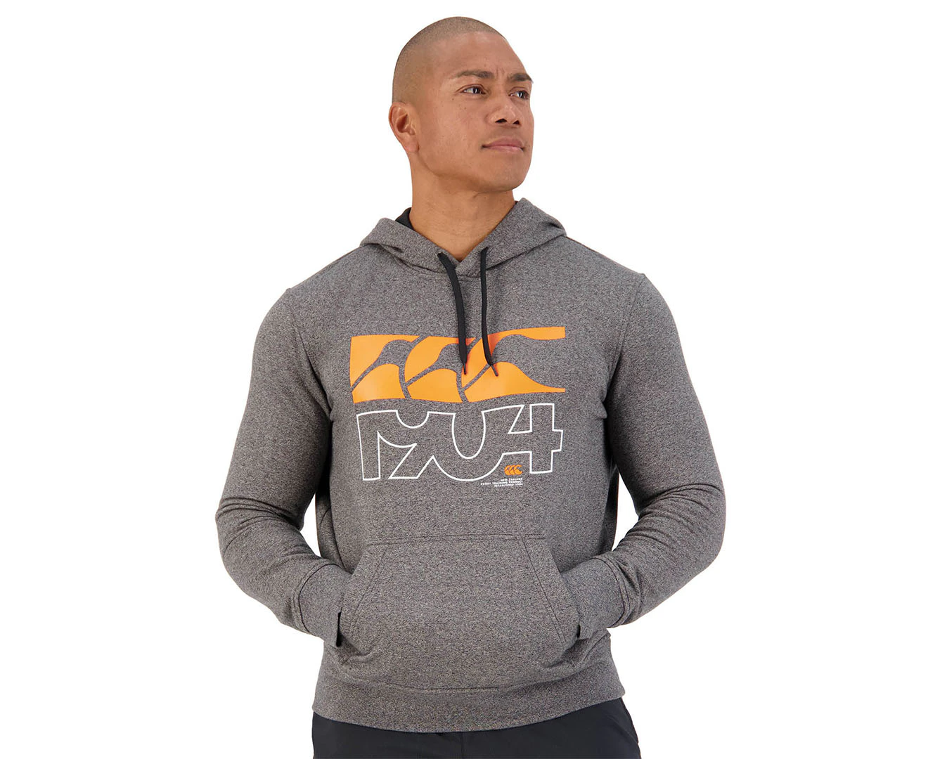 Canterbury Men's Pivot Over Head Fleece Hoodie - Black Grey Marle