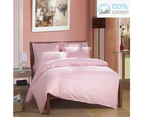 Pink Striped 100% Cotton Quilt Cover Set-Single/Double/Queen/King/Super King