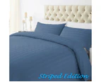 Ocean Blue Striped 1000Tc Quilt Cover Set-Single/Double/Queen/King/Super King
