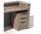 QUADE Reception Desk Left Panel 2.0M - Warm Oak & Concrete Color