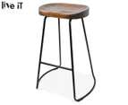 Live It 74cm Industrial Design Bar Stool - Black