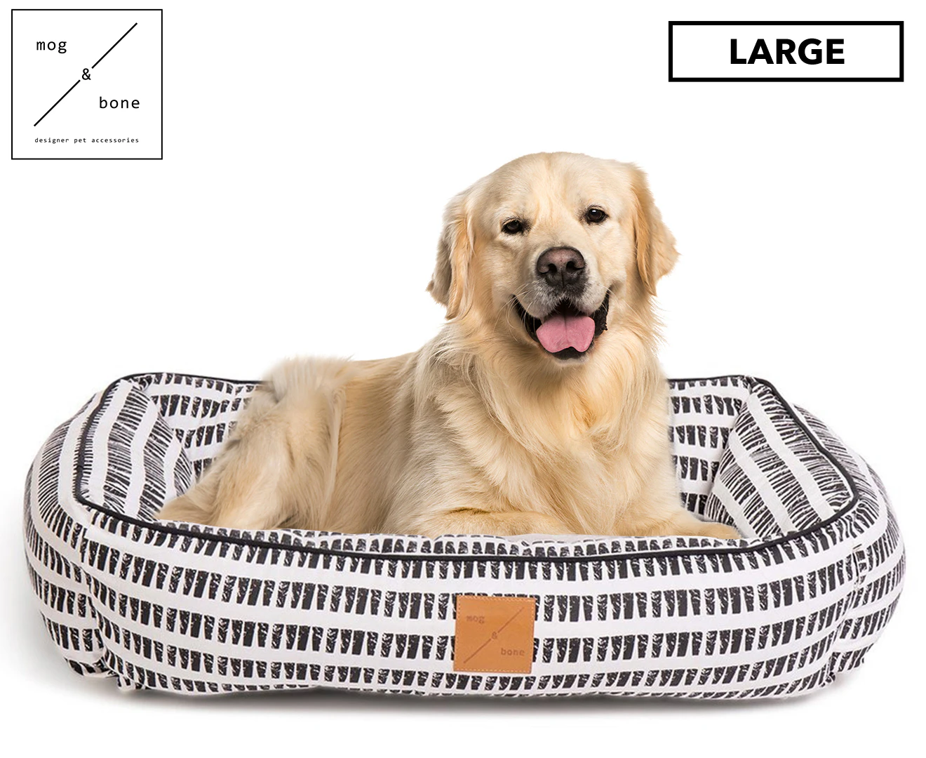 Mog & Bone Bolster Dog Bed Black White Mosaic Large