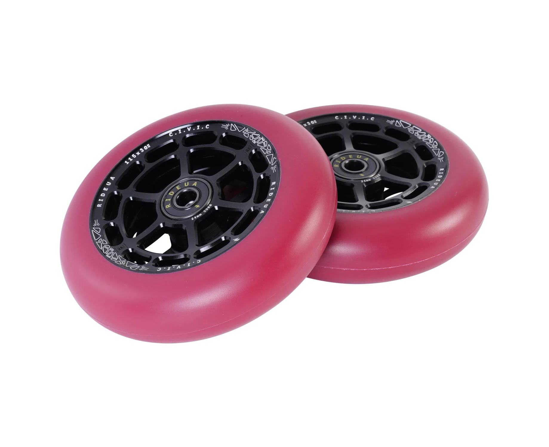 urbanArtt Civic 115 x 30mm Wheels - Black/Autumn Red - Red