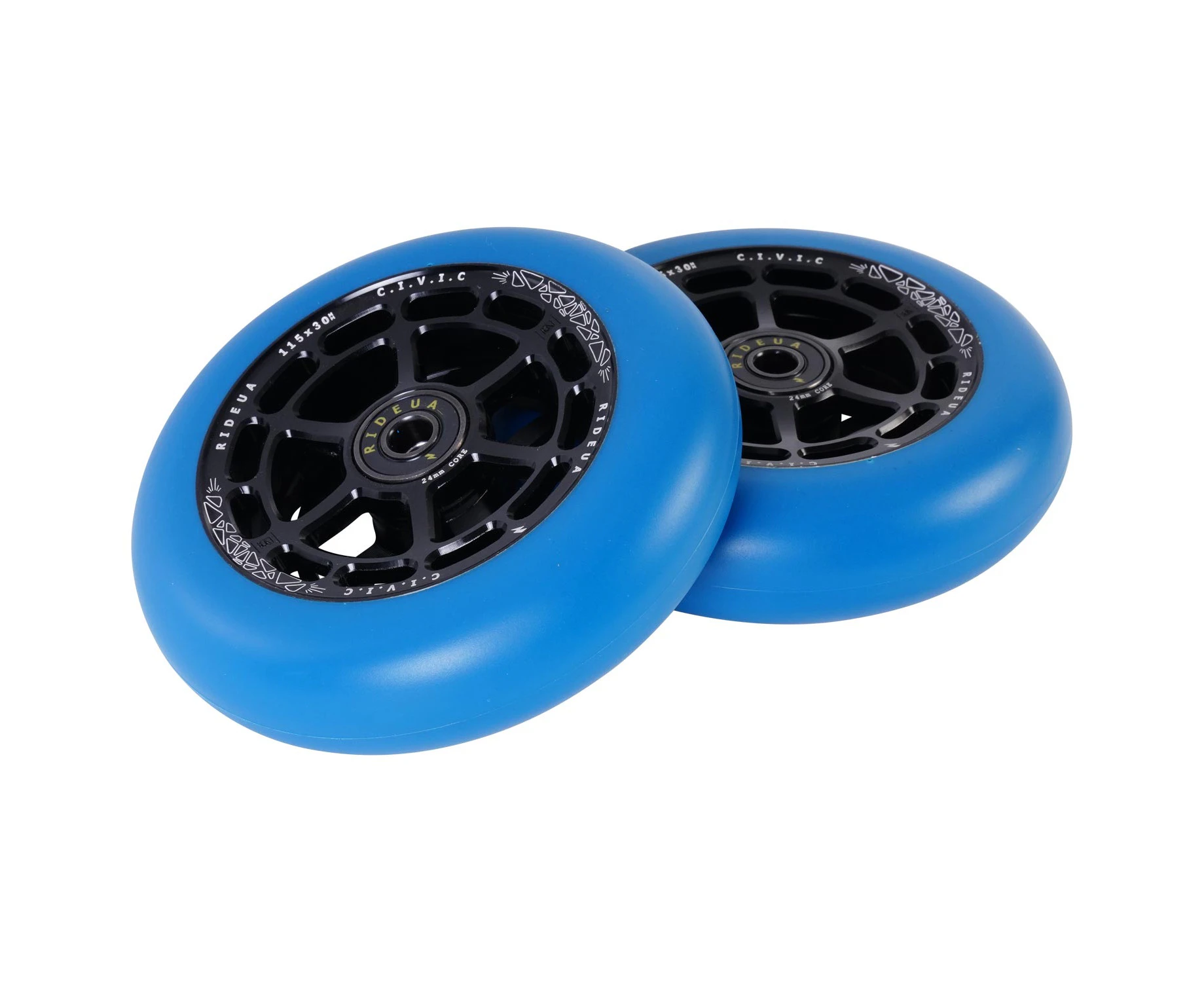 urbanArtt Civic 115 x 30mm Wheels - Black/Arctic Blue - Blue