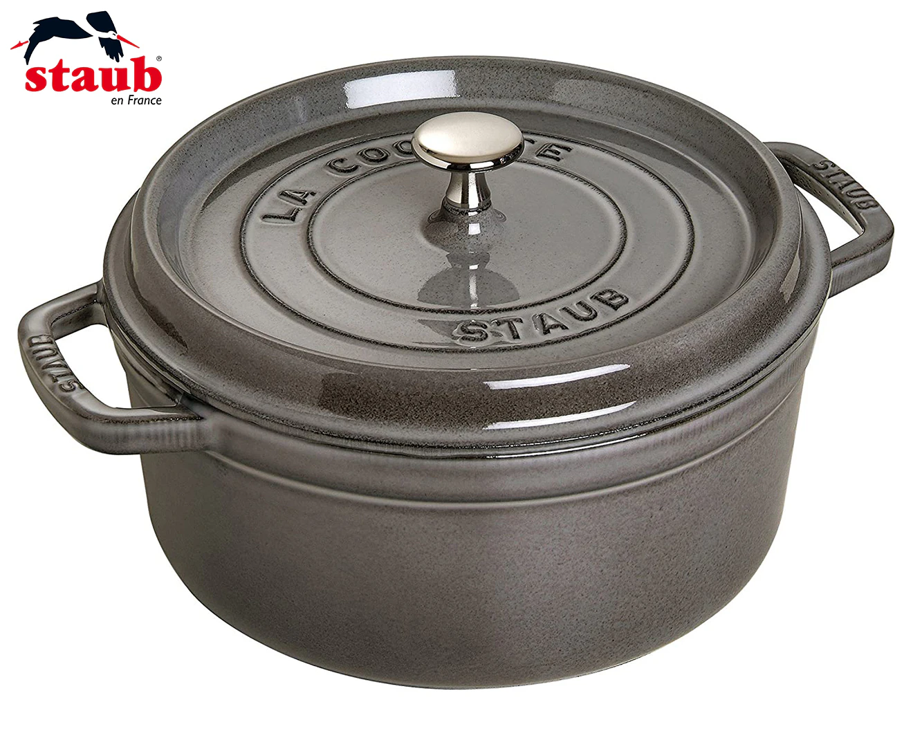 Staub 18cm/1.7L Cast Iron Round Cocotte Pot w/ Lid Induction Cookware Graphite