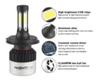 Nighteye 72W 9000LM H4 HB2 LED Headlight Kit Hi/Lo Beam Globe Bulbs 6500K White 3