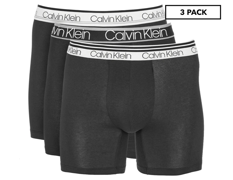Calvin Klein Men's Variety Waistband Cotton Stretch Boxer Briefs 3-Pack - Black