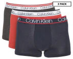 Calvin Klein Men's Variety Waistband Cotton Stretch Trunks 3-Pack - Charcoal Heather/Navy/Red