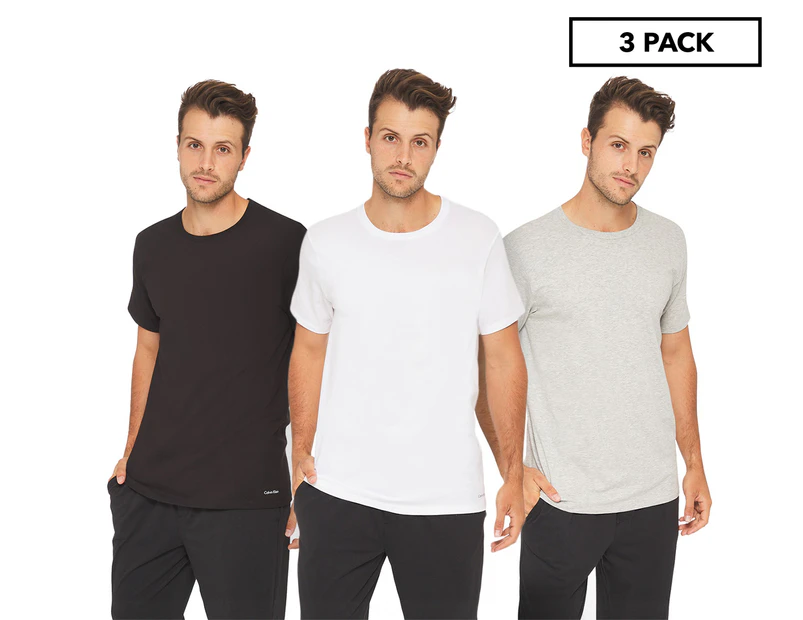 Calvin Klein Men's Shortsleeve Crew Neck Tee / T-Shirt / Tshirt 3-Pack - Grey Heather/White/Black