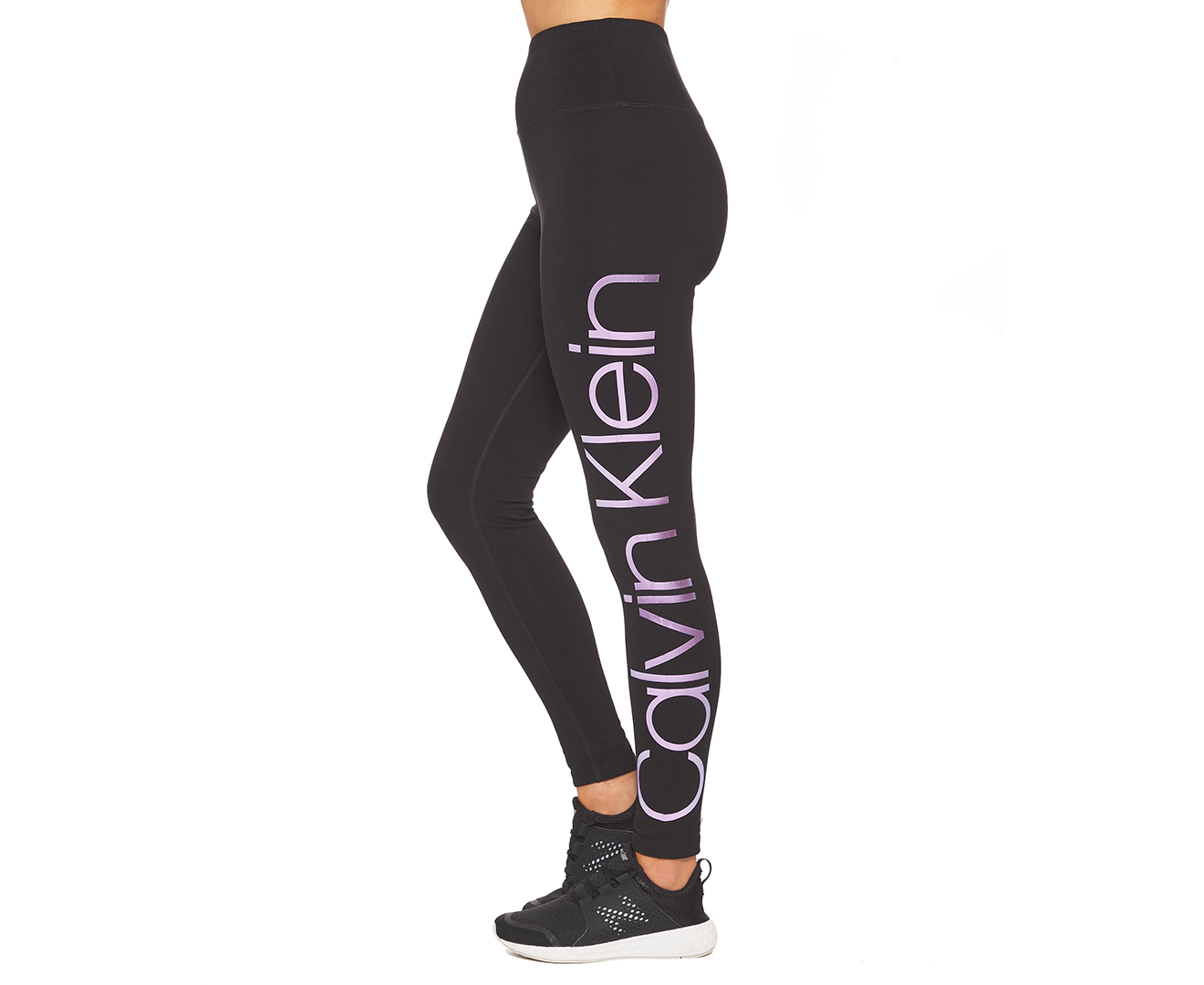 Calvin Klein Women's Logo High Waist Full Length Tights / Leggings