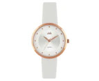 JAG Women's 32mm Ellie Leather Watch - Silver/Rose Gold/White