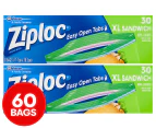 2 x 30pk Ziploc XL Sandwich Bags