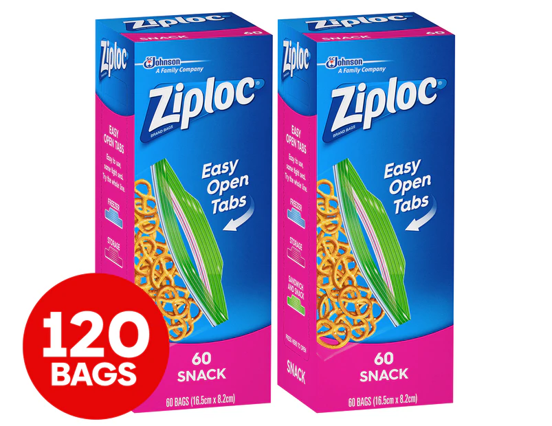 2 x 60pk Ziploc Snack Bags