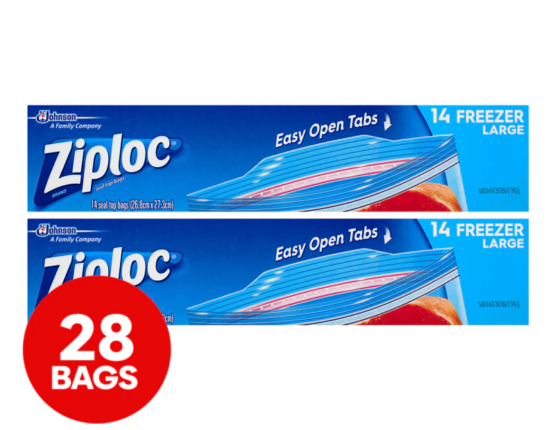 2 x 14pk Ziploc Large Freezer Bags