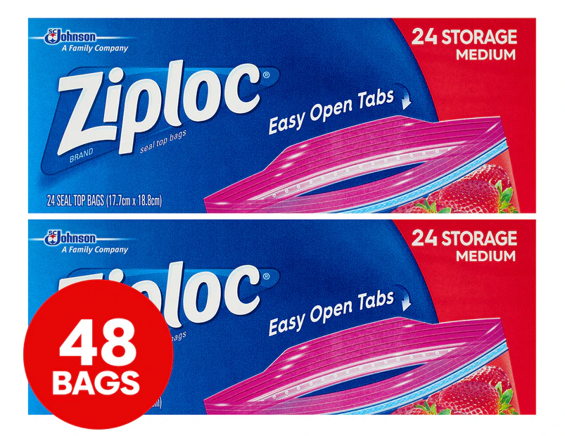 2 x 24pk Ziploc Medium Storage Bags