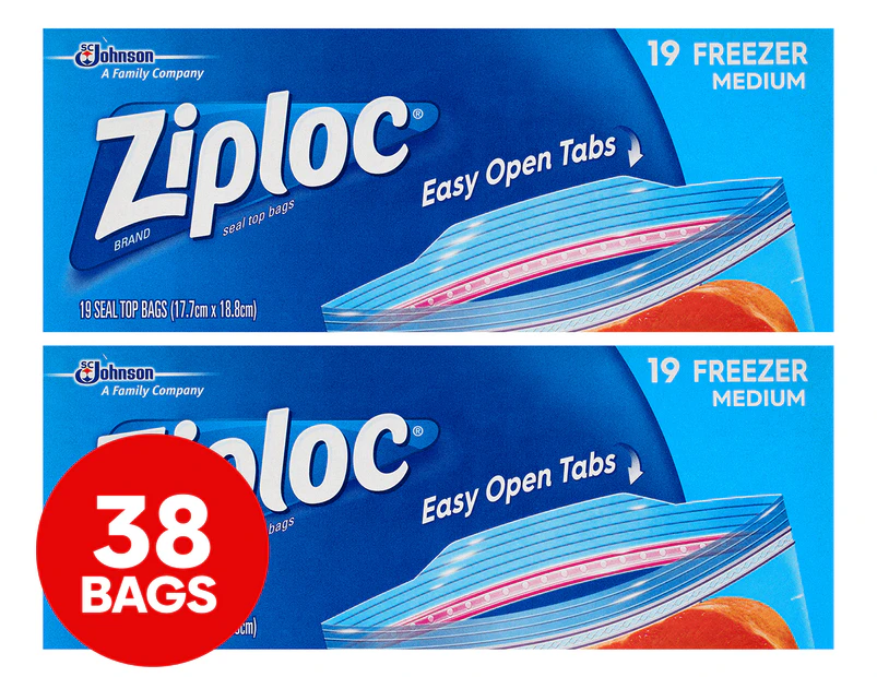 2 x 19pk Ziploc Medium Freezer Bags