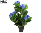 Maine & Crawford 60cm Blue Hydrangea In Plastic Pot Artificial Plant