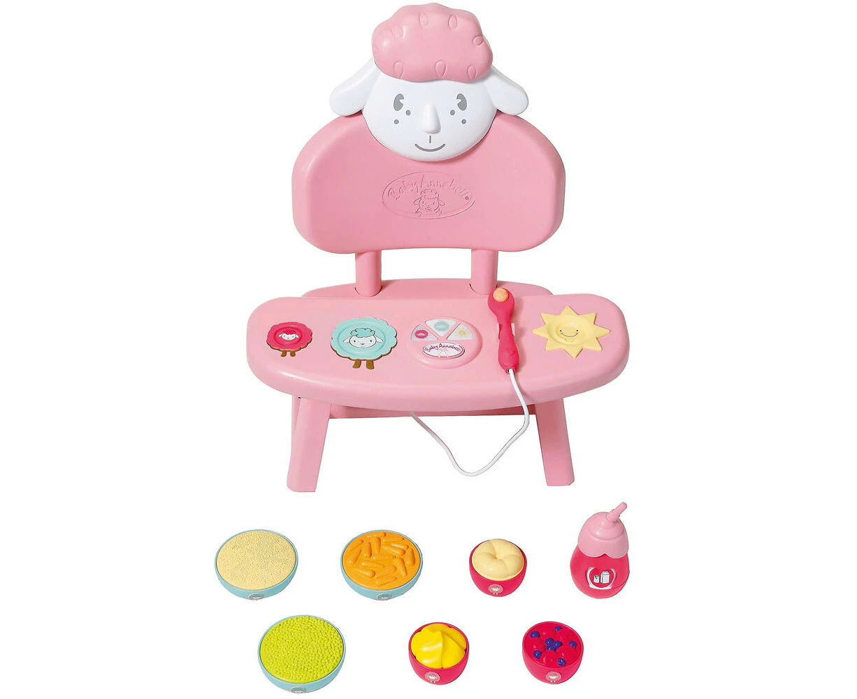 Baby Annabell Lunch Time Feeding Chair Table for 43cm Dolls Kids 3y+ Toy Pink