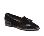 Pavers Womens Patent and Tassel Loafers Shoes Smart Casual Suede Effect Upper - Black
