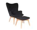 Replica Grant Featherston Lounge Chair & Ottoman | Fabric - Charcoal