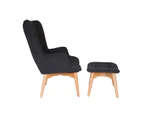 Replica Grant Featherston Lounge Chair & Ottoman | Fabric - Charcoal